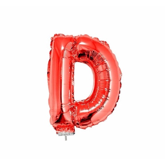 Rode letter ballonballon d op stokje 41 cm
