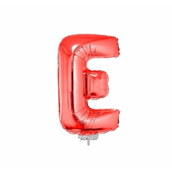 Rode letter ballonballon e op stokje 41 cm