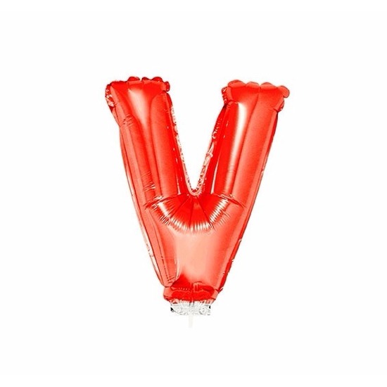 Rode letter ballon v op stokje 41 cm