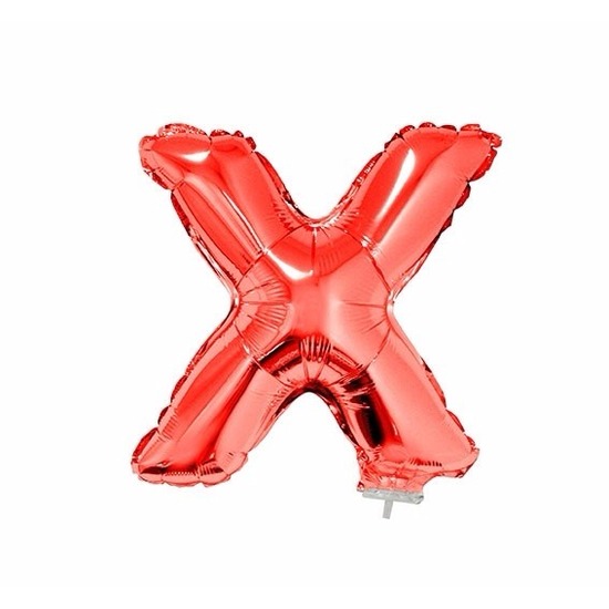 Rode letter ballonballon x op stokje 41 cm